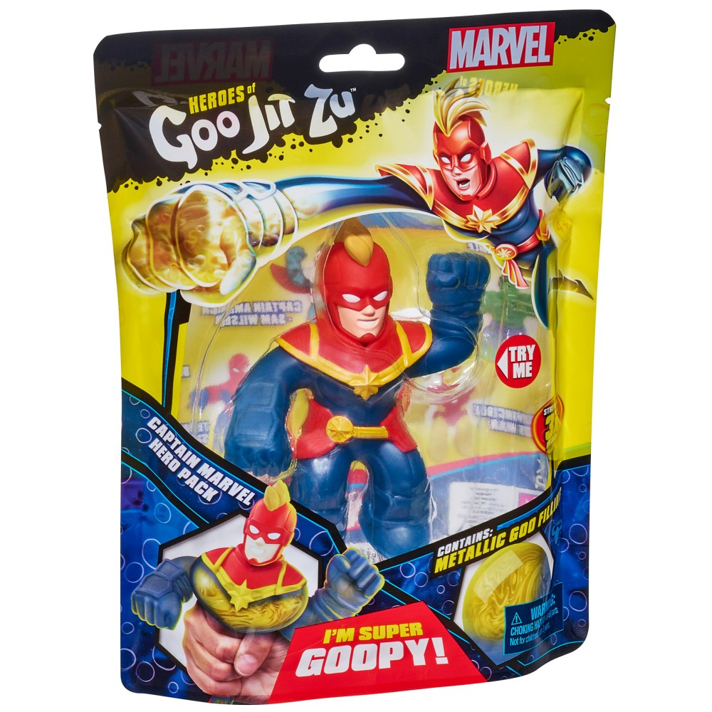 Goo Jit Zu Marvel - Растягивающаяся фигурка Капитан Марвел Hero Pack GOJ41487