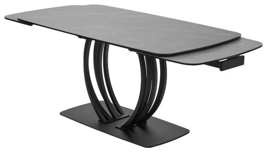 Стол MALTA 160 KL-136 Серый мрамор матовый, итальянская керамика/ черный каркас