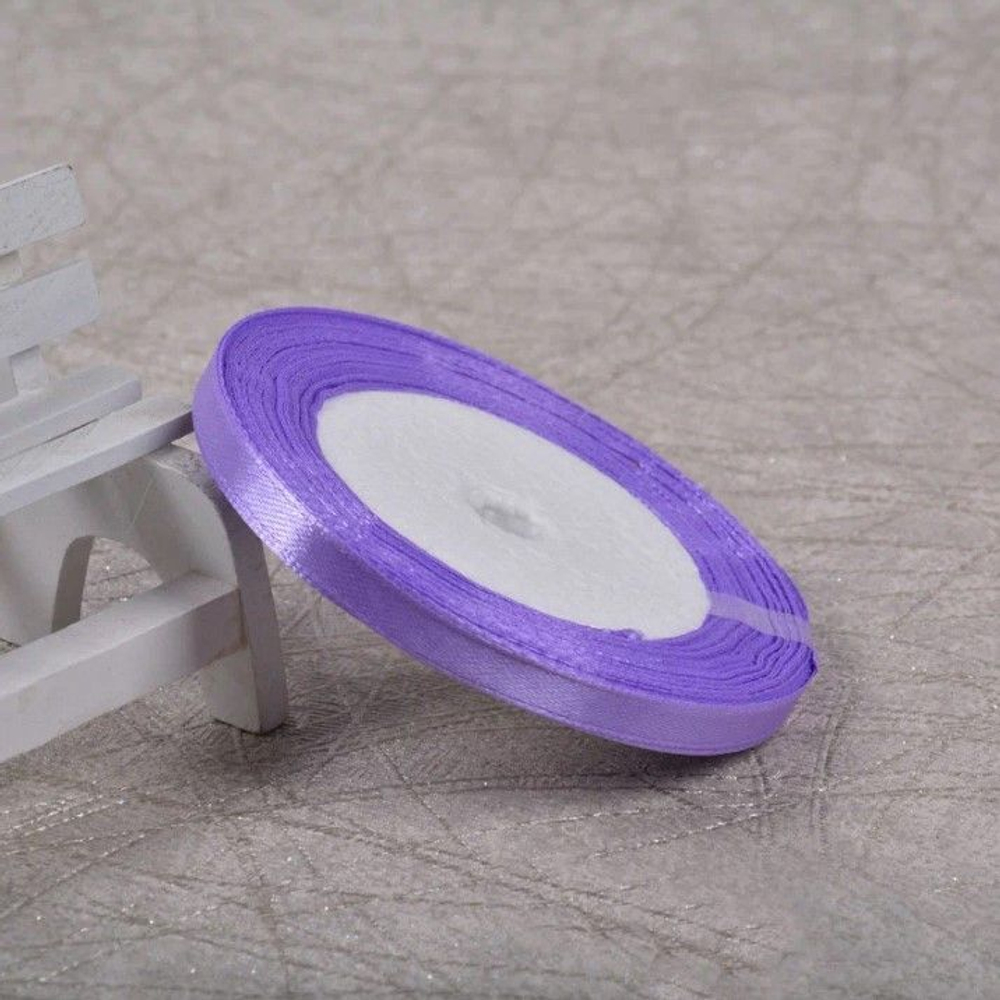 Лента атласная 6 мм  (23 метра, цвет №21   фиолетовый)