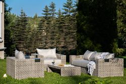 "Тито" лаунж-зона из искусственного ротанга, цвет серый