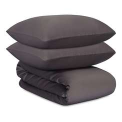 Комплект постельного белья из премиального сатина темно-серого цвета из коллекции essential, 150х200 см