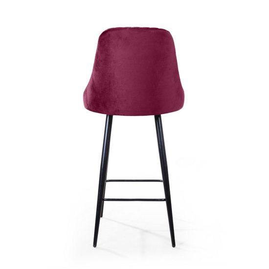 Стул барный William, бархат красный 16/ черный конус