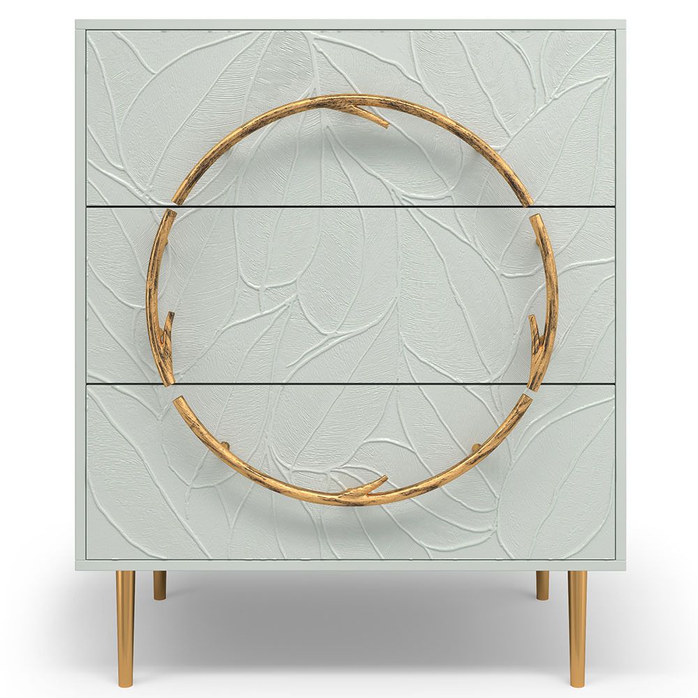 Комод Арт Колор leaves Стайл Голд с 3 ящиками Серый дым
