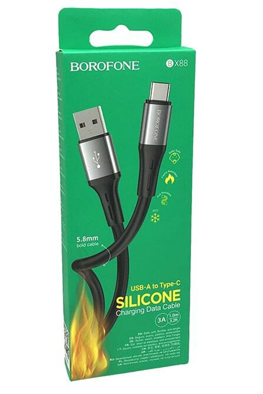 Кабель USB - TypeC BOROFONE BX88 Silicone (черный) 1м