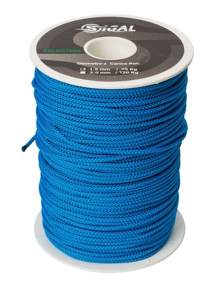 Линь Sigalsub Electric Blue Polyester 95 кг ø1,5 мм 1 метр (в катушке 100 м)