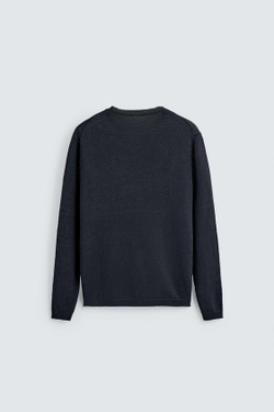 ZARA СВИТЕР КЛАССИЧЕСКОГО КРОЯ ИЗ 100% ЛЬНА, МОРСКОЙ СИНИЙ