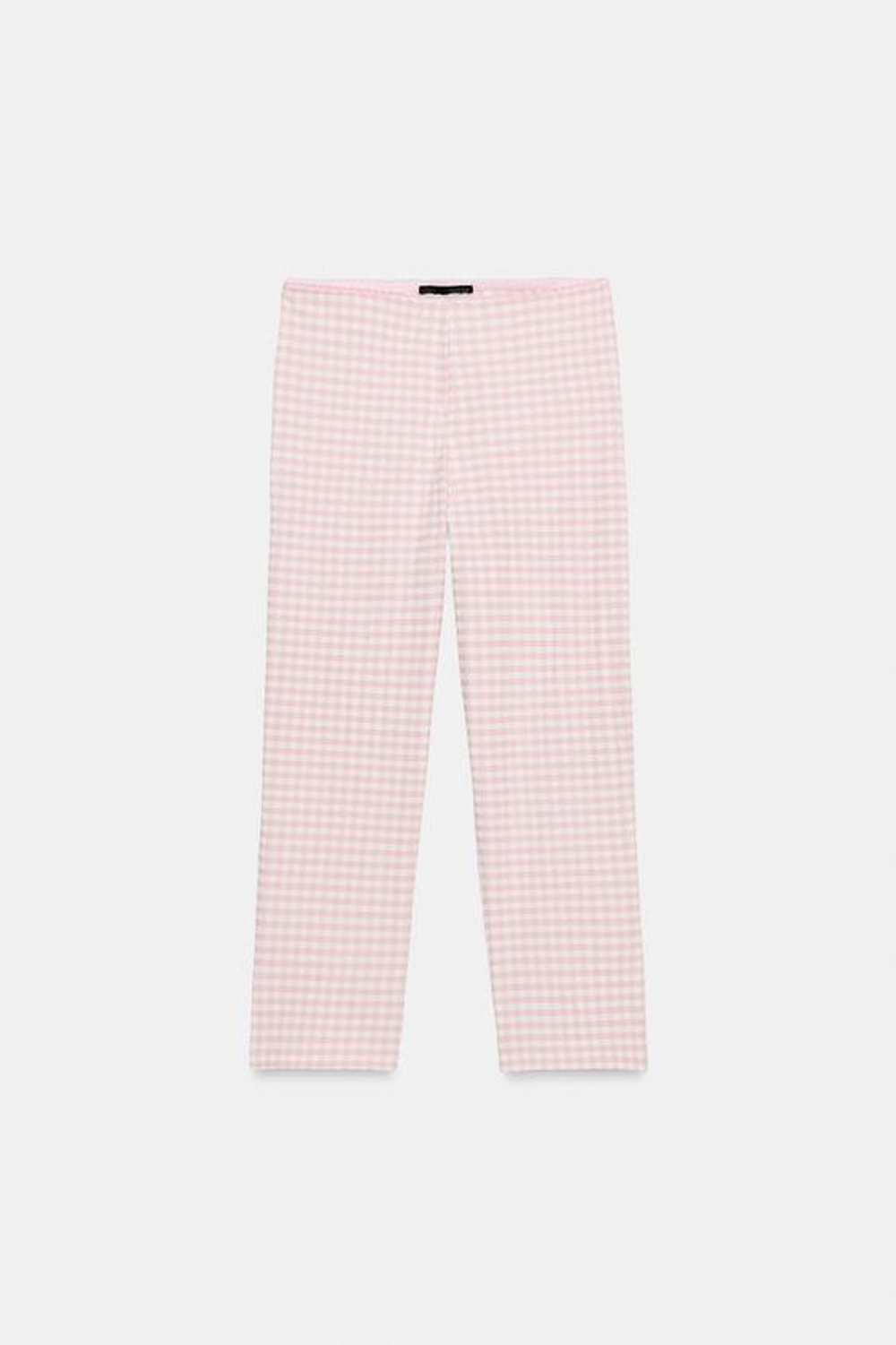 ZARA БРЮКИ КАПРИ В КЛЕТКУ ВИШИ, РОЗОВЫЙ/БЕЛЫЙ