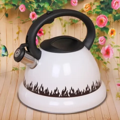 Чайник из нержавеющей стали 3,2л «Пламя» со свистком, меняющий цвет белый