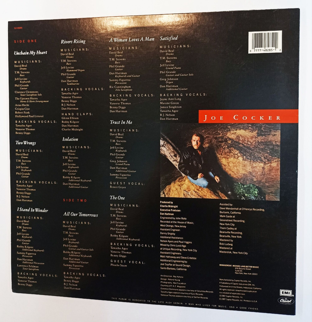 Винтажная виниловая пластинка LP Joe Cocker Unchain My Heart (USA 1987)