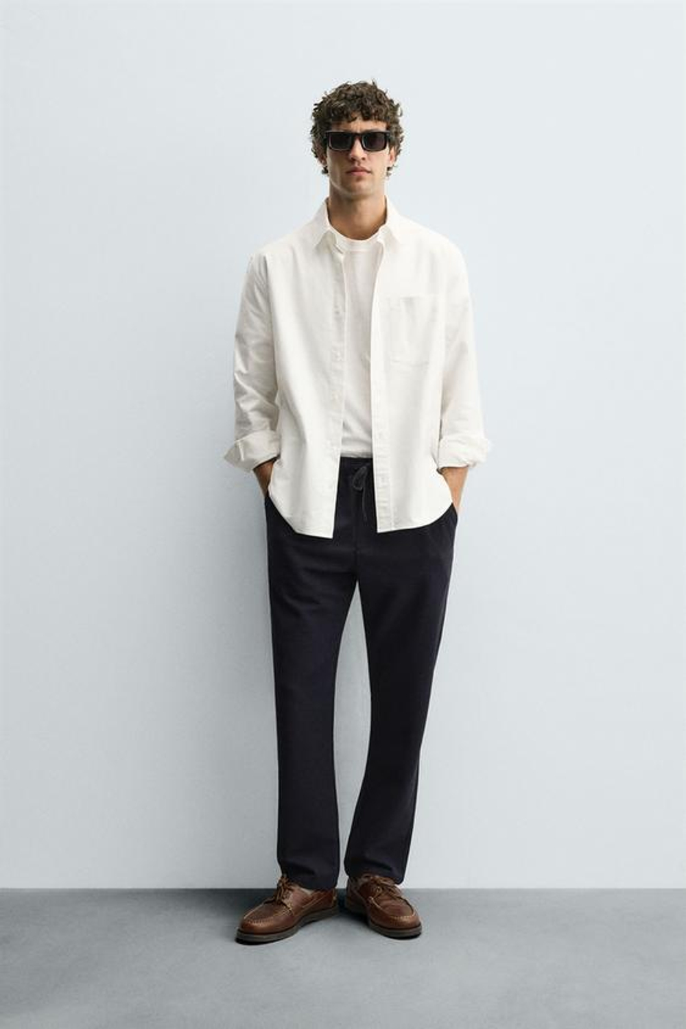 ZARA БРЮКИ-ДЖОГГЕРЫ КОМФОРТНОЙ ПОСАДКИ, МОРСКОЙ СИНИЙ