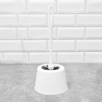 Ерш для туалета "Rambai" с черной щетиной (белый)