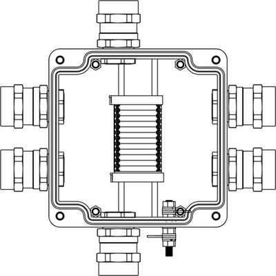 Взрывозащищенная клеммная коробка из полиэстера TBE-P-05-(12xCBC.2)-2xANSCMB(A)-1xANSCMB(B)-2xANSCMB(C)-1xANSCMB(D)1Ex e IIC Т5 Gb / ExtbIIIC T95°C Db IP66/КЗ/ШЗ