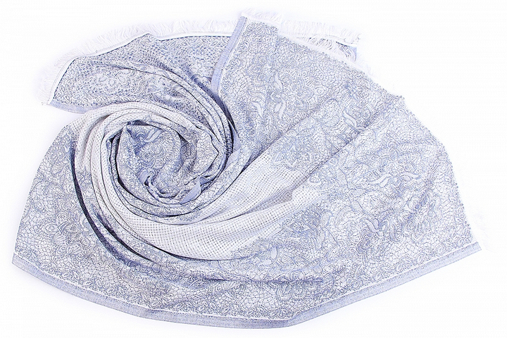 Палантин материал Вискоза Цветы цвет голубой белый размер 180х67 см.