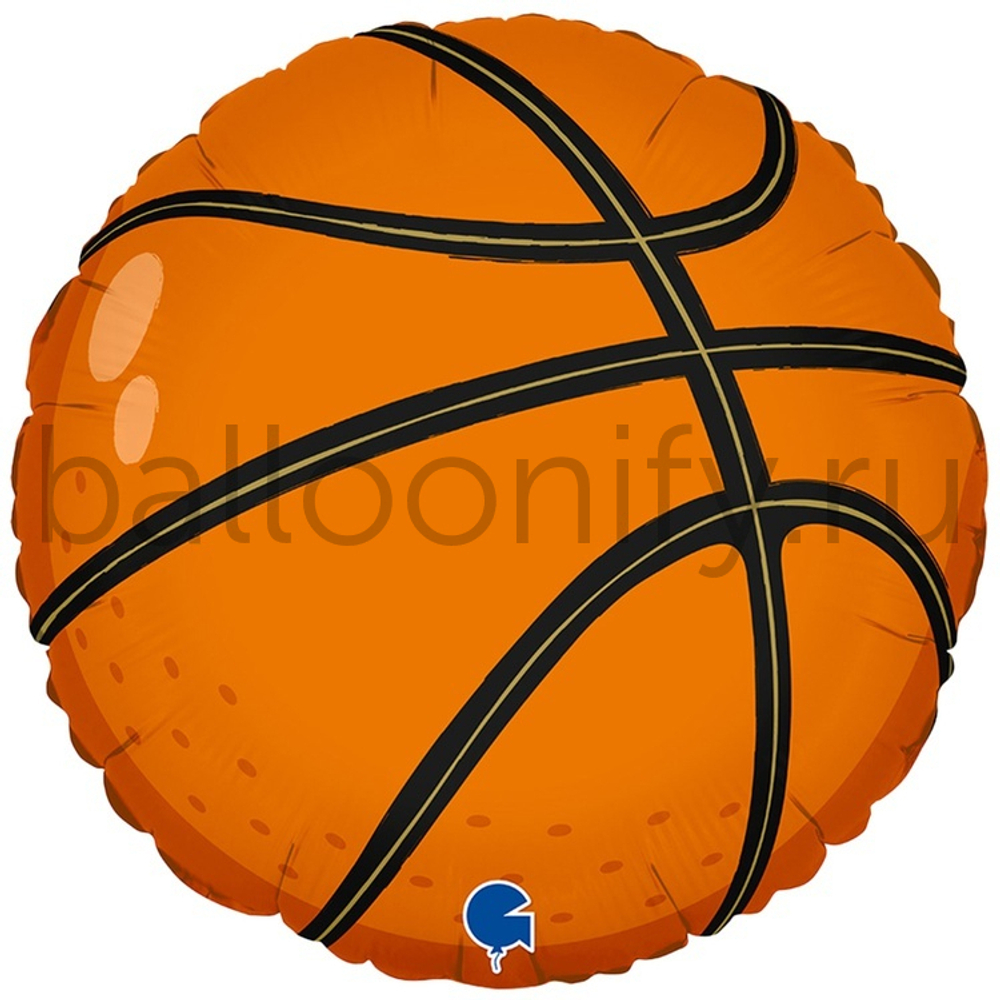 Фольгированная фигура, круг, Баскетбольный мяч,18"/46СМ
