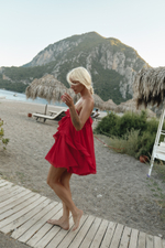 Платье мини с воланами red