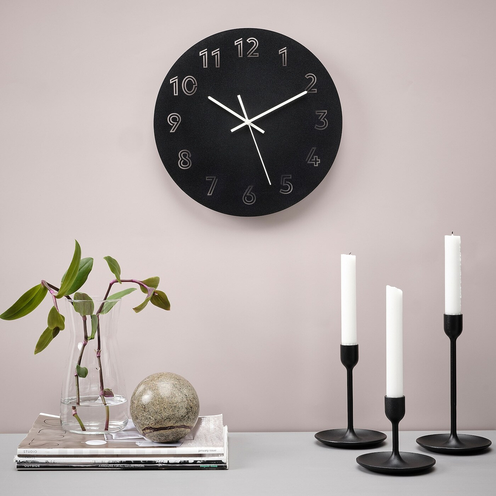 IKEA TUNNIS  (ИКЕА ТУННИС)  -  Настенные часы, черные, 30 см