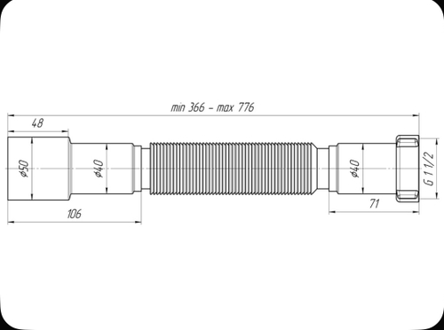 Гофра K106 с гайкой 1 1/2"х40/50 (АниПласт)