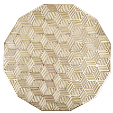 Салфетка сервировочная (плейсмат) "Аjouré" (золото) d=38см. (min4) (упаковочный пакет)