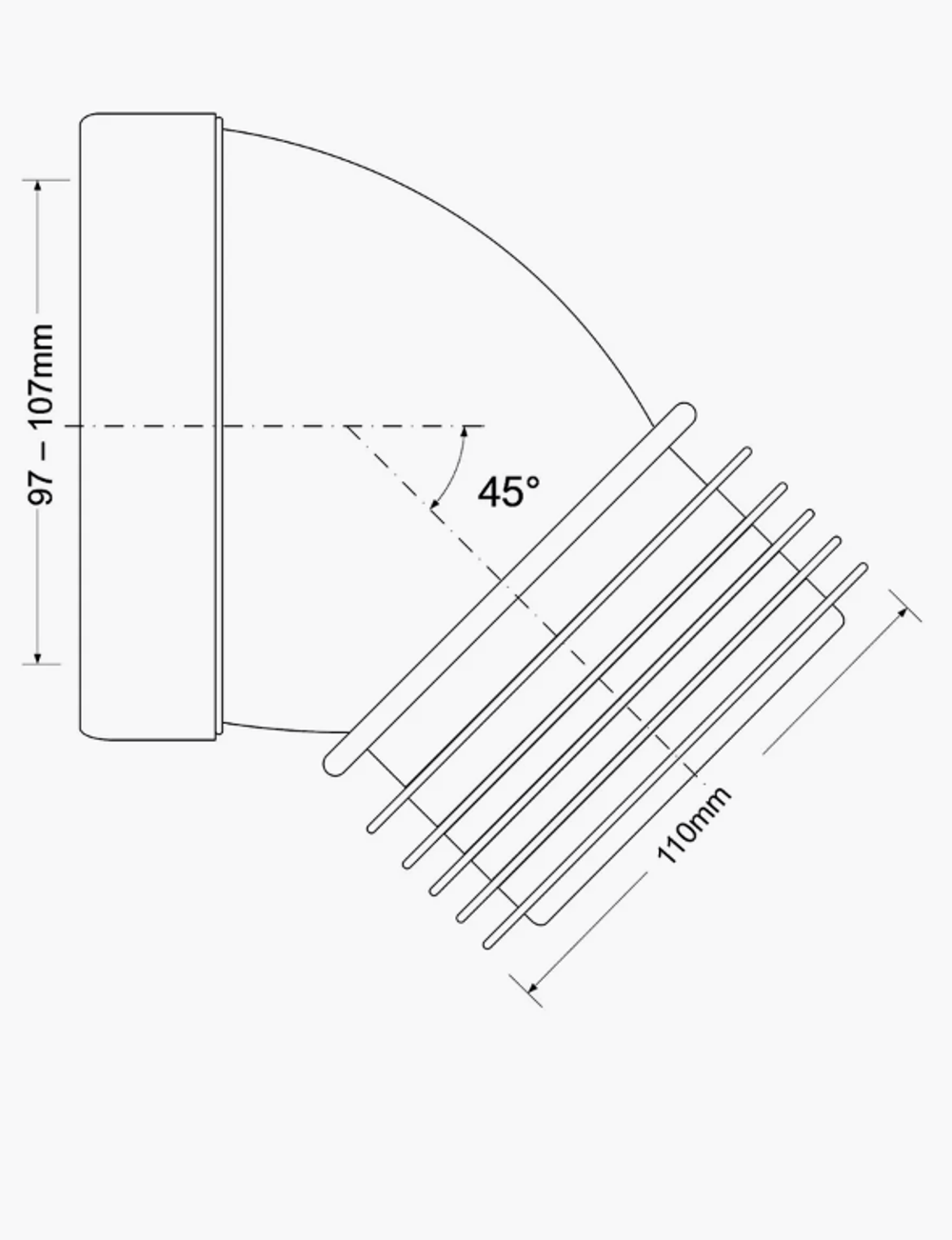 Труба фановая McAlpine 45 160 мм вход 97-107 мм выход 110 мм