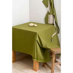 Скатерть из хлопка оливкового цвета Essential, 170х250 см