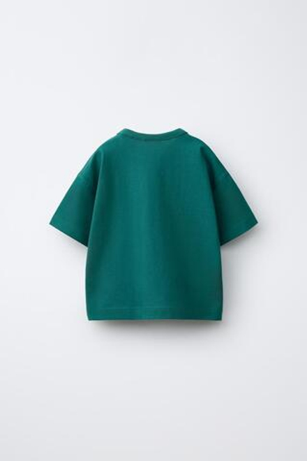 ZARA ФУТБОЛКА С ПИКСЕЛЬНЫМ АНИМАЛИСТИЧЕСКИМ ПРИНТОМ, МЯГКИЙ ЗЕЛЕНЫЙ