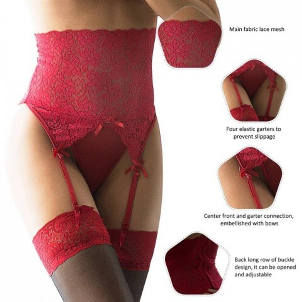 Пояс для чулок на высокой посадке Red Sexy Lace (XS-S)