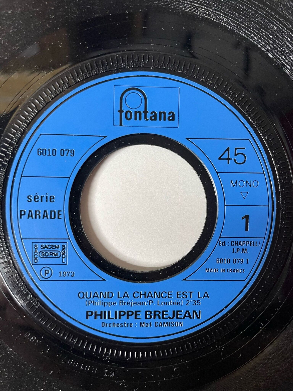 Винтажная виниловая пластинка LP Philippe Brejean Quand La Chance Est La, Parle moi De Cette Fille 7 дюймов (France 1973)