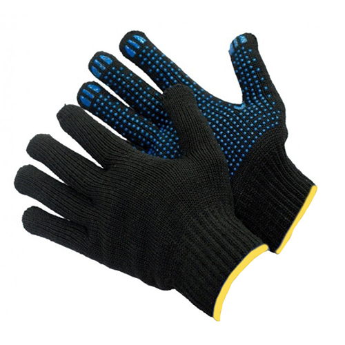 Перчатки х/б 5 ниток 7,5 класс ПРИМА черная точка 56 г