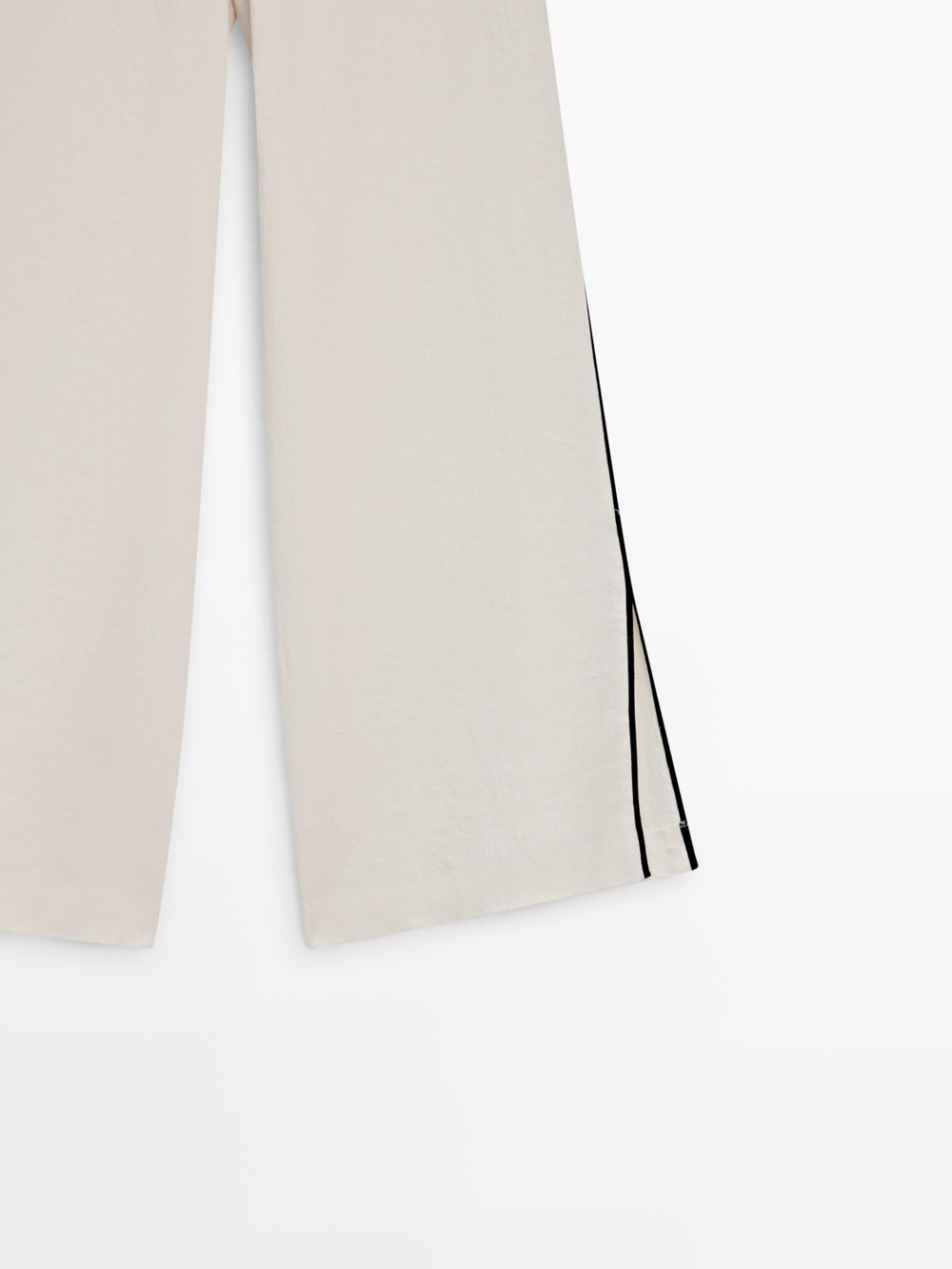 Massimo Dutti Льняные брюки с контрастной окантовкой, кремовый