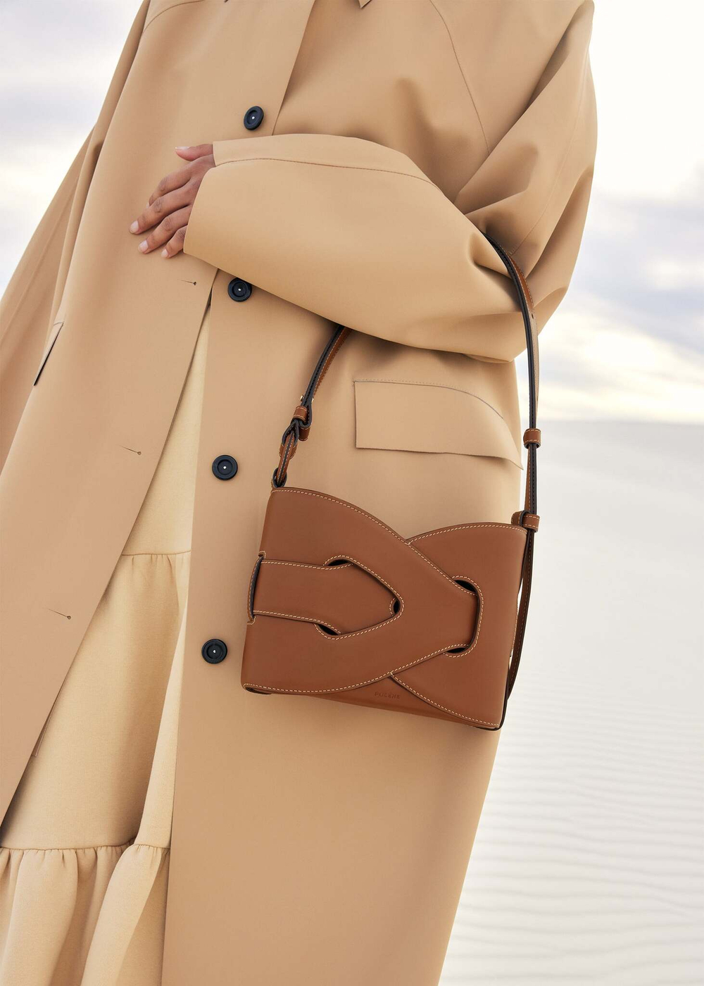 Сумка Polene NODDE EDITION SMOOTH COGNAC