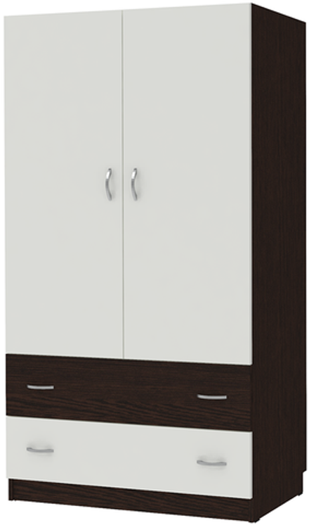 Шкаф 2-х створчатый КарИВи Кадет Венге Белый