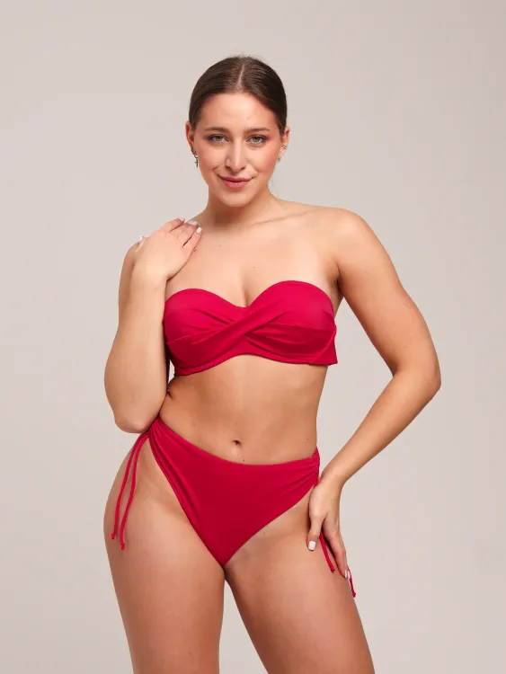 Плавки Zebra танга с высокой линией талии на завязках (красный)