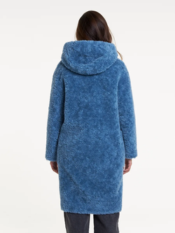 Шуба из овечьей шерсти, голубая, SilverFox