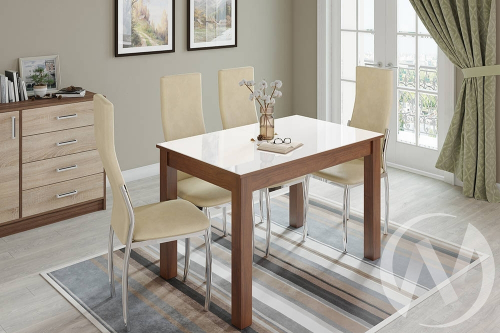 Стол обеденный Бруно 1000х600 (орех шоколадный/лакобель белый)