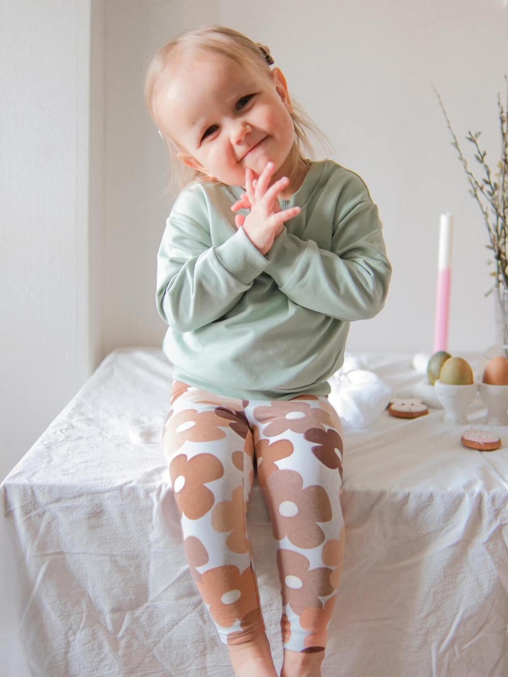 Комплект Mjölk Свитшот Magic Mint/Легинсы Осенние цветы