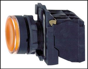 SE XB5 Кнопка с возвратом желтая с подсветкой 230-240В 1НО+1НЗ, Schneider Electric, , XB5AW35M5