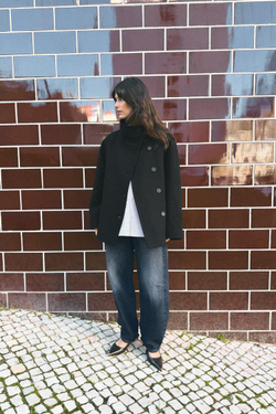 ZARA КОРОТКОЕ ПАЛЬТО ИЗ СМЕСОВОЙ ШЕРСТИ С ВОРОТНИКОМ СТОЙКОЙ, ЧЕРНЫЙ