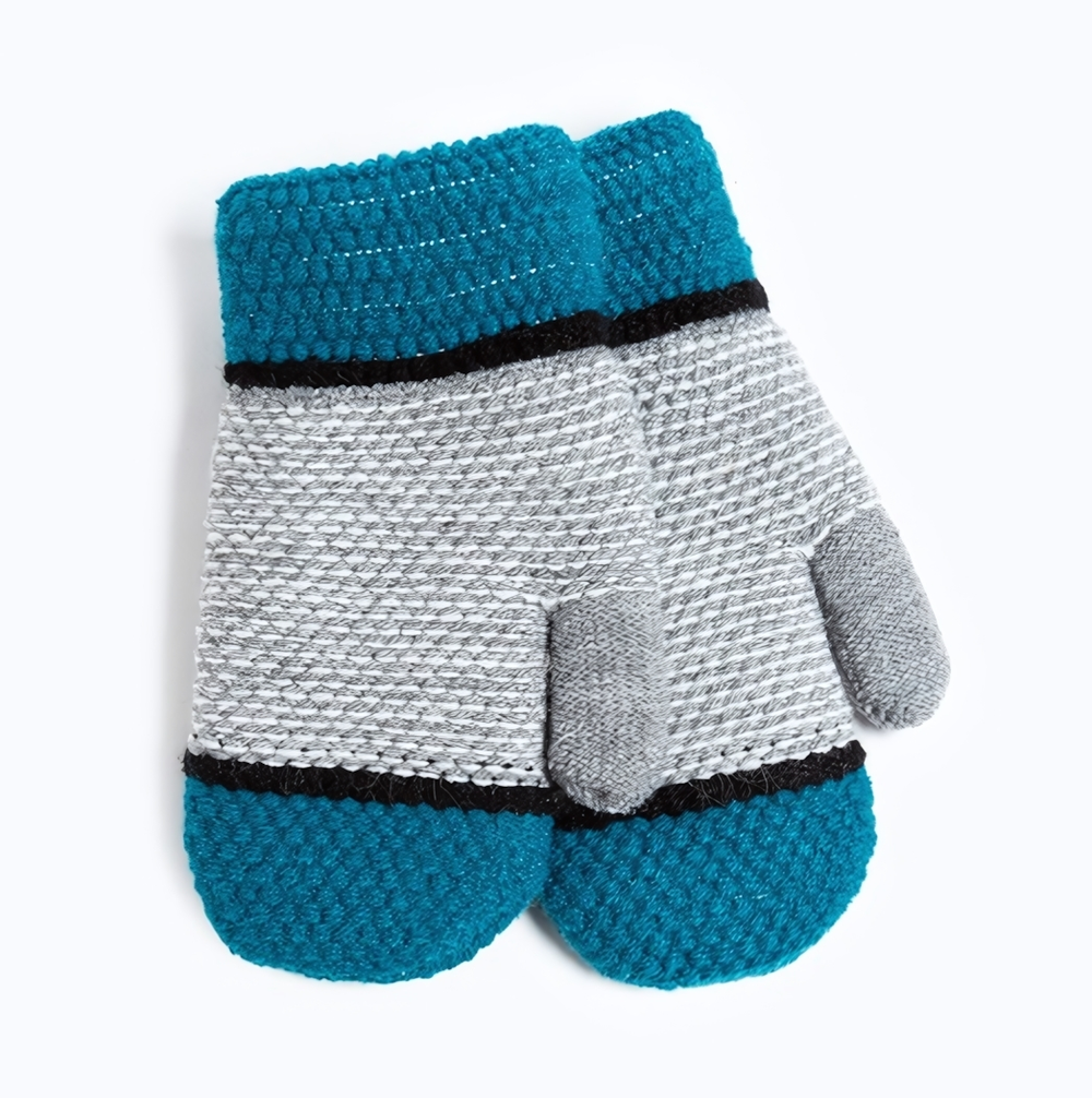 Варежки детские, цвет серый/бирюзовый, р. 16/ 9147163 Rossini