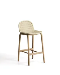 Уличный барный стул Alipa из акации и веревки цвета экрю, 75 см