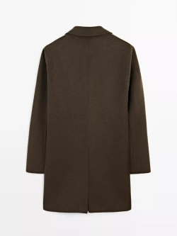 Massimo Dutti Длинное пальто из смесовой шерсти, зеленый