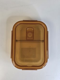 Контейнер  стеклянный прямоугольный с перегородкой для еды с крышкой  650 мл