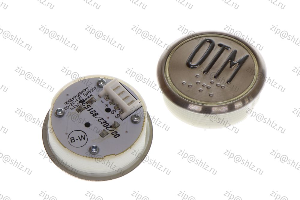 Кнопка (кнопочный модуль) BBP-R331-CMPLT-S-W-OTM-C &quot;Отмена&quot;, круглая, статическая белая подсветка, Брайль.