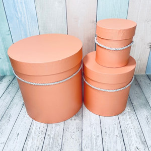 Коробки Цилиндр с ручками Набор 3 шт. Пудровый