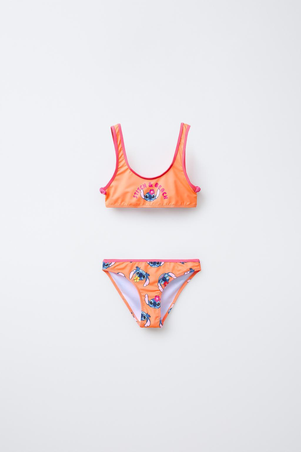 ZARA КОМПЛЕКТ БИКИНИ С ПРИНТОМ LILO & STITCH © DISNEY, ЦВЕТ ФУКСИИ
