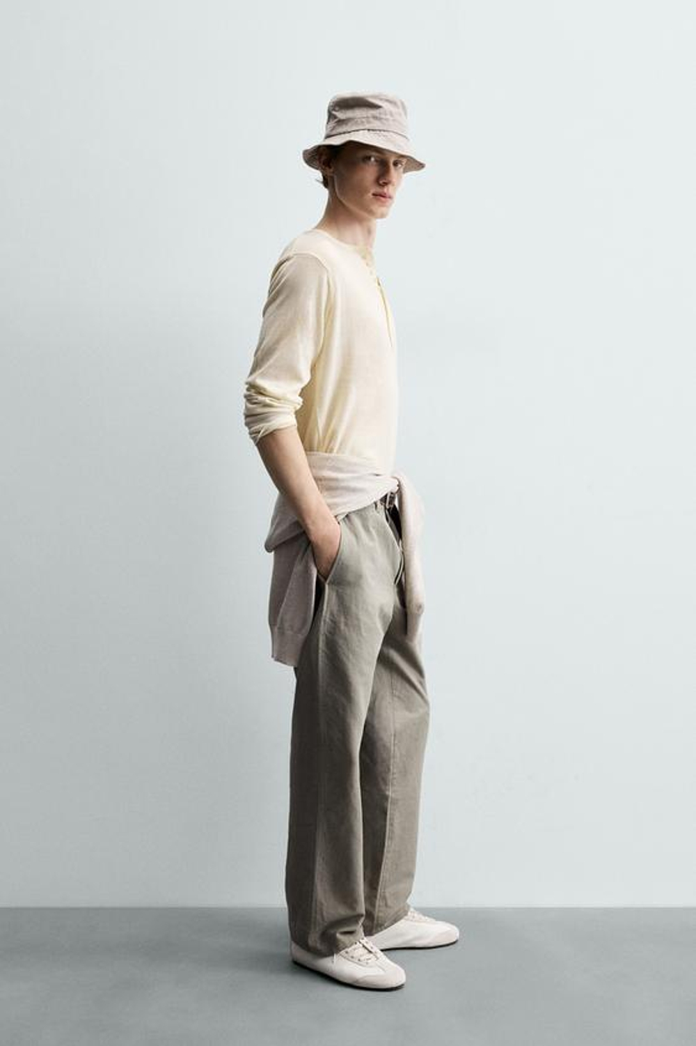 ZARA БРЮКИ RELAXED FIT С ХЛЯСТИКОМ, ЗЕЛЕНЫЙ/СЕРЫЙ
