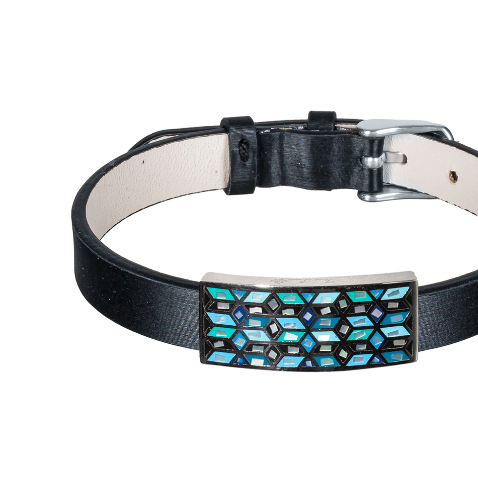 Браслет Fiore Luna на кожаном черном ремешке CB03209-1A S