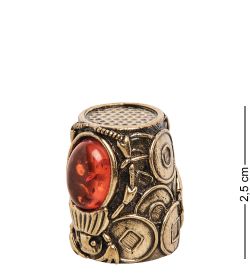 AM-2156 Наперсток «Жук Египетский» (латунь, янтарь)