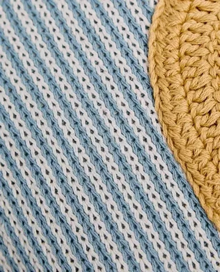ZARA HOME ДЕТСКАЯ ПОДУШКА С ВЫШИВКОЙ В ВИДЕ БУКВЫ "А", СИНИЙ