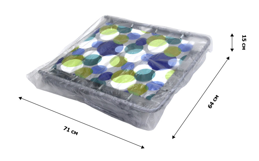 Кровать раскладная Юниор жесткая арт.С89/44 (цвет ткани разноцветный рис.круги (4 шт. в уп.)