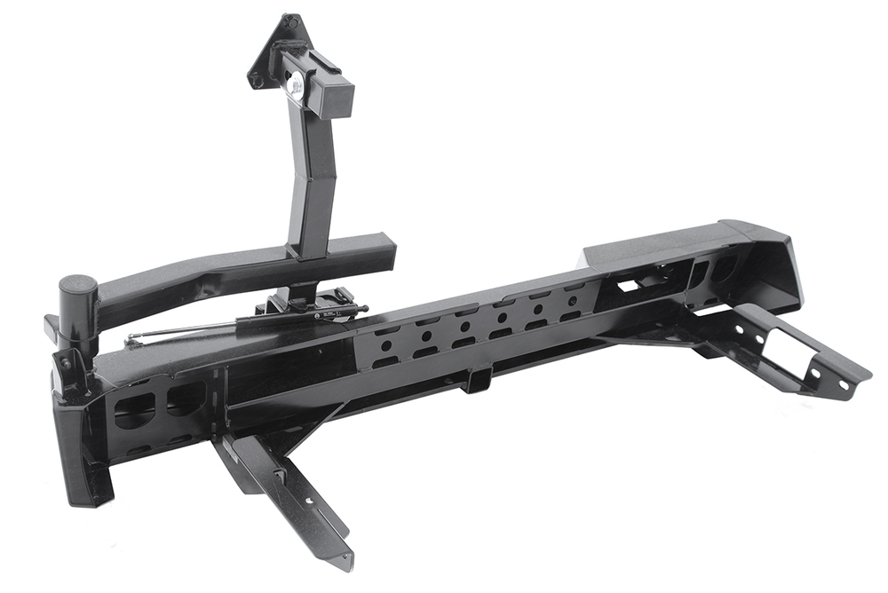 Бампер силовой задний Toyota Hilux 2015+ с квадратом под фаркоп, калиткой, подсветкой номера РИФ